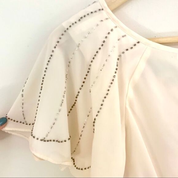 VINTAGE STUNNING BEADED FLUTTER SLEEVE DRESS - Picture 6 of 8